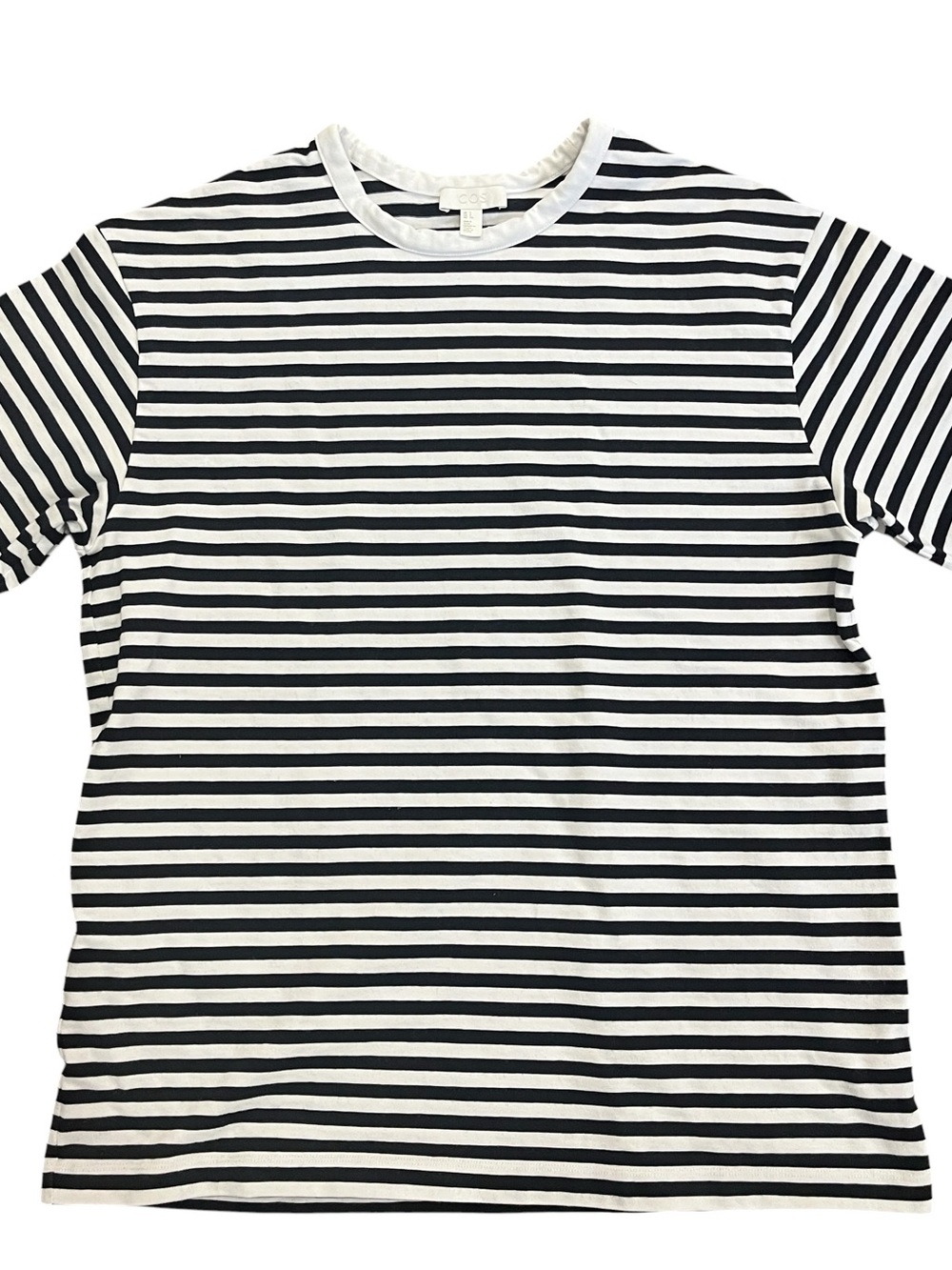 COS Heavyweight Cotton Striped T-Shirt White Black Oversized Size S Unisex